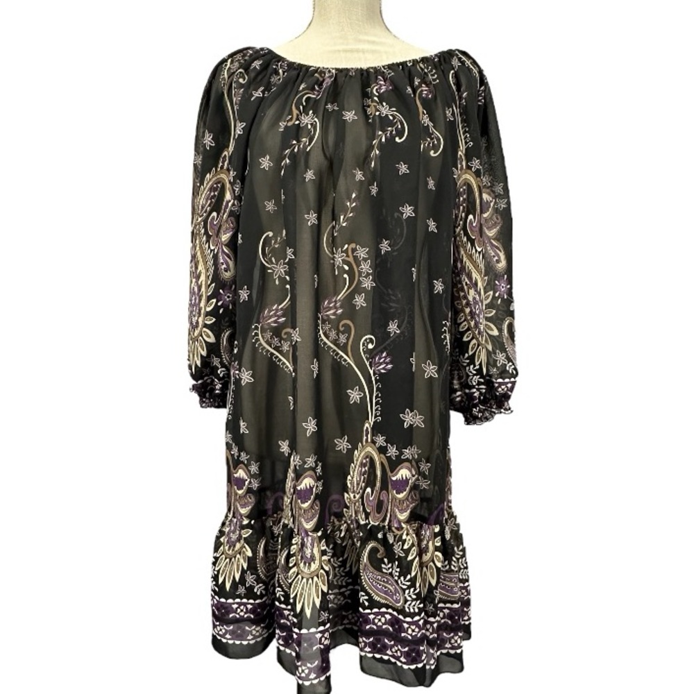 Boho floral paisley sheer midi dress